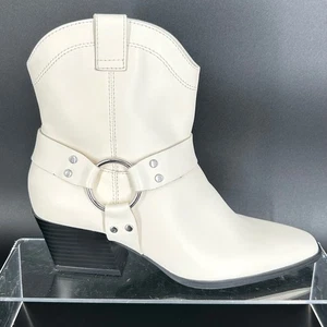 Open Edit Size 6 Ivory Western Harness Ankle Boots NEW $129 Cream Beige ENZO - Picture 1 of 13