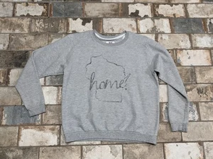 Anvil Women's Medium Gray Wisconsin Home Crewneck - Picture 1 of 6