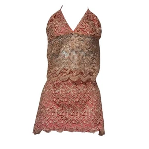 exotica ana carite new york 2 piece crochet knit 2 piece swim top skirt Size M/L - Picture 1 of 11