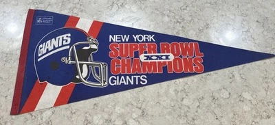 NEW YORK FOOTBALL GIANTS SUPER BOWL XXI CHAMPS VINTAGE NFL PENNANT 11.5” x 29” - Image 1 of 4