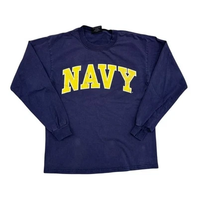 Винтажная футболка 2000-х темно-синяя Midshipmen Steve And Barry's с длинным рукавом размер средний - Изображение 1 из 4