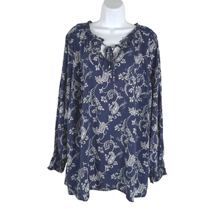 Talbots Bluse Top 2X Blau Weiß Paisley Langarm Viskose Neu mit Etikett TP-3362 - Bild 1 von 8