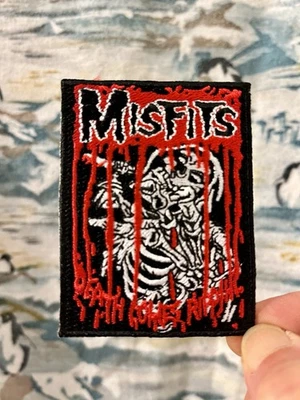 Misfits Iron On Patch Red White  Black Embroidered Punk Death Come Ripping - Image 1 of 2