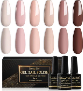 Smalto Semipermanente Nude,6 Colori Rosa Nudo Beige Albicocca Marrone Smalto Sem - Foto 1 di 12