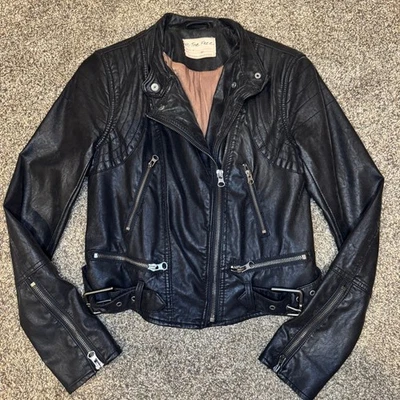 Free People We The Free Heartbreaker moto faux leather jacket XS F13-40 - Image 1 of 4