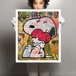 Sending Love Snoopy–Print Limited Edition on Canvas, Giclee Print, celebrities, - Picture 1 of 3