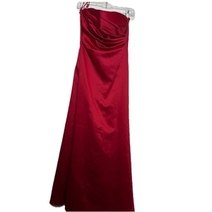 Vintage Michaelangelo rotes Abendkleid Größe 4 trägerloses Satinkleid mit Schal - Bild 1 von 7