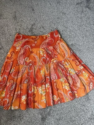 Falda Chaps S Naranja Floral En Niveles Midi Campesina Gasa Cottagecore Boho Foto 1 de 4