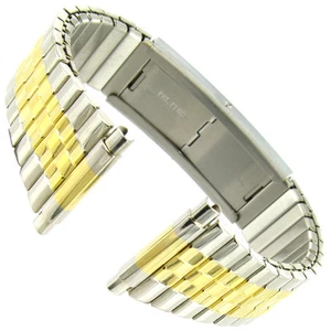 16-22mm Timex Two Tone Silver Gold Faux Buckle Twist O Flex Mens Watch Band 813 - Picture 1 of 3