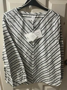 Camicia camicia cotone John Lewis & Partners Chevron a righe nero/bianco taglia 12 - Foto 1 di 7
