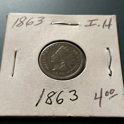 1863 Indian Head Cent Copper Nickel 1C - AU53  - Image 1 of 4