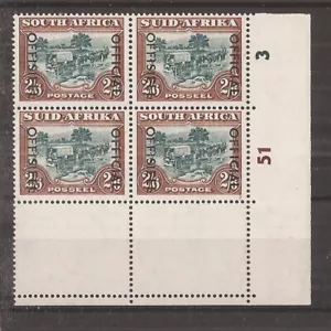 More details for south africa 2s6d official stamp block of 4 mnh