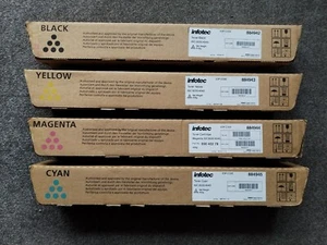 INFOTEC RICOH 884942 BLACK, 884943 YELLOW, 884944 MAGENTA & 884945 CYAN TONERS. - Picture 1 of 6