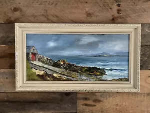 ORIGINAL JILL MICKLE GERAHMTES ÖLGEMÄLDE MOELFRE RETTUNGSBOOT STATION ANGLESEY KÜSTE - Bild 1 von 12