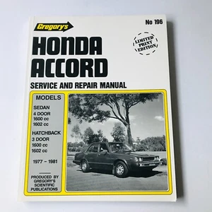 Gregory's Honda Accord Service and Repair Manual 1977 1981 Sedan Hatchback 196 - Picture 1 of 12