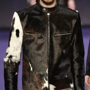 Men's Western Cowhide Hair-On Pony Skin Leather Jacket Cowskin Coat – Custom Fit - Picture 1 of 5