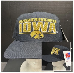 Vintage Iowa Hawkeyes Plain Logo Snapback Hat Sports Specialties Black - NWT - Picture 1 of 15