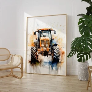 Aquarell gelb Traktor Druck Poster Wandbild Wohndeko Typ Kunstwerk 9013 - Bild 1 von 1