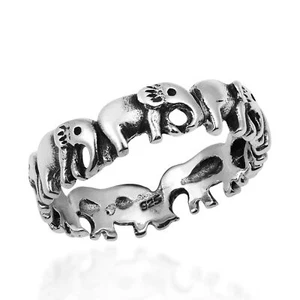 Enchanting Elephant Parade .925 Sterling Silver Band Ring-7 - Picture 1 of 4