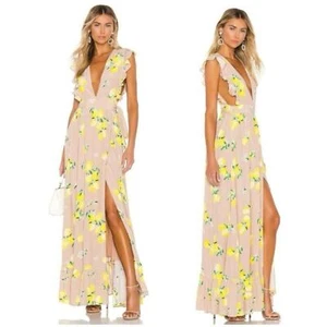 Maxi vestido envolvente Majorelle Sweet Pea bronceado limón - Imagen 1 de 10