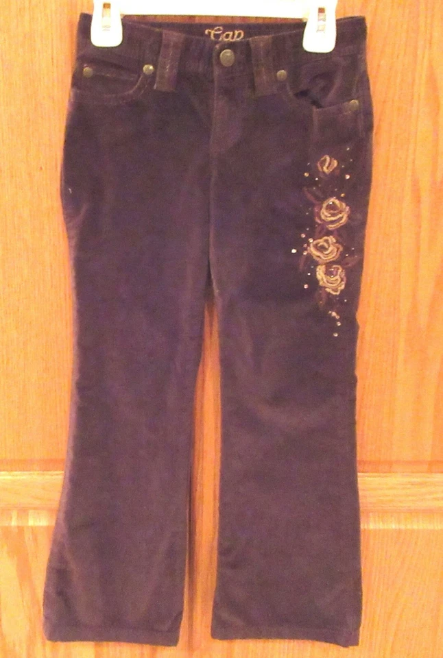 Girls GAP~Brown VELOUR PANTS~size 7~NEW~Embellished RHINESTONES Beaded - Image 1 of 4
