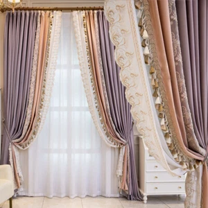 High-grade American purple pink wedding house cloth curtain tulle drape C1233 - Picture 1 of 12
