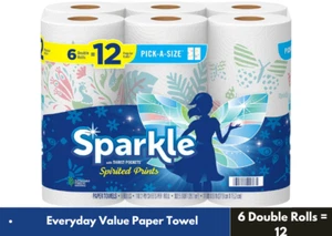 Toallas de papel Sparkle Pick-A-Size impresiones en espíritu 6 rollos dobles = 12 regulares - Imagen 1 de 4