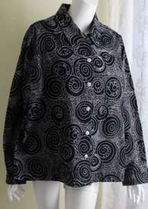 Laura Ashley Sz 2X 1X Black Cotton Twill Denim Jean All Embroidered Funky Jacket - Picture 1 of 8