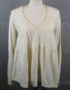 Moda International Women's Silk Cashmere Tiered Sweater Ivory Size M - Picture 1 of 7