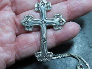 ciondolo croce sterling timbrato nativi americani - Foto 1 di 10