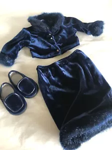 Vintage American Girl Holiday 2000 Outfit Jacket, Skirt, Shoes Sapphire Blue - Picture 1 of 6