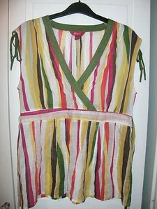 MONSOON COTTON Summer Sun TOP BLOUSE 10 striped pink yellow white green orange - Picture 1 of 9