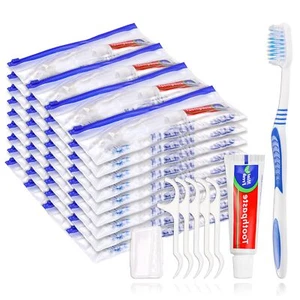 Disposable Travel Toothbrush and Toothpaste Set,Travel Kit with Plastic Zip B... - Picture 1 of 8