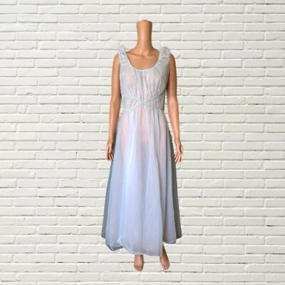 Maxi Vestido Sin Mangas Vintage Años 50 60 Algodón Azul Caramelo Rosa Gasa Nylon Romántico Foto 1 de 4