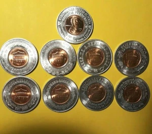 8 DIFFERENT ADJUNTAS PUERTO RICO COIN DEALER Lucky Penny Cent lot anillado - Picture 1 of 12
