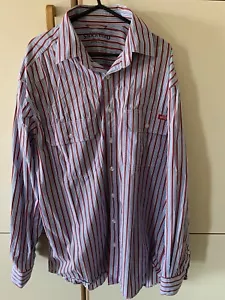 RM Williams Stockyard Size L Mens Blue Red Striped Business Casual Work Shirt - Picture 1 of 5