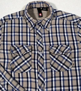 Element Shirt Men's L Brown Plaid Long Sleeve Button Up Cotton Y2K Grunge Skate - Picture 1 of 14