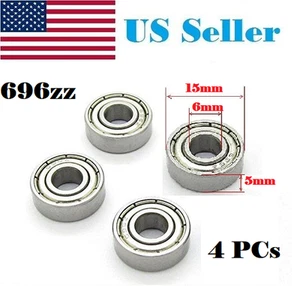 4Pcs 696-2Z 696ZZ Miniature Skate Board Bearings Ball Mini Bearing 6 X 15 X 5mm  - Picture 1 of 2