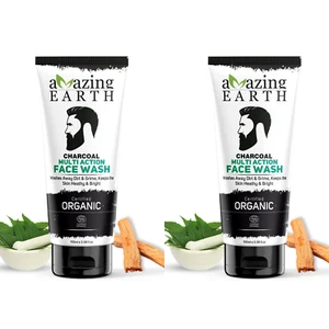 2X Certified Organic Activated Charcoal Face Wash for Men Skin Cleansing 100 ml - Picture 1 of 6