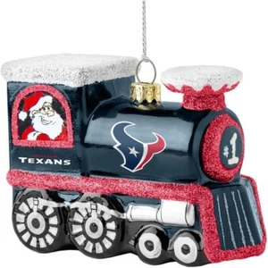 Topperscot NFL Houston Texans Blown Glass Santa & Rudolph Train Ornament - Picture 1 of 1