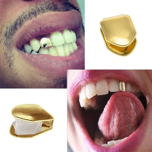 Gold/Silver Hip Hop Tooth Clip Plated Mouth Grill Teeth Cap Single Grills Bling - Picture 1 of 15