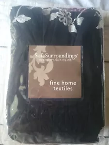 Soft Surroundings Bedskirt Black Avignon Crewelwork Queen Flowers - Picture 1 of 5