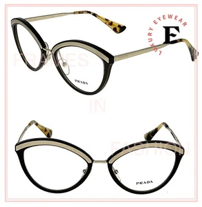 PRADA MILLENNIALS PR14UV Black Gold Cat Eyeglasses Optical Frame 54 mm 14U - Picture 1 of 7