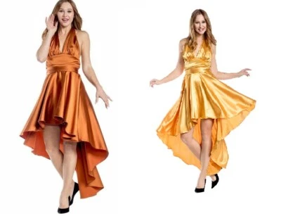 Charades Vintage Disco Fever High Low Satin 1970's Dance Dress Costume CH03840 - Image 1 of 4