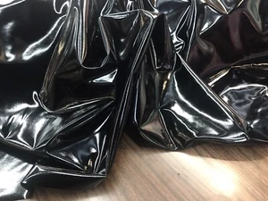 VINILO NEGRO BRILLANTE CUERO SINTÉTICO - 4 VÍAS ROPA DE BAILE ELÁSTICA SPANDEX. POR YARDA. - Imagen 1 de 1