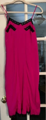 Jean Paul Gaultier Target Slip Dress Large Pink Barbiecore Black Lace - Image 1 of 4