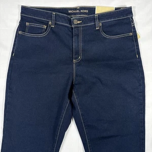 Michael Kors Womens Izzy Skinny Ankle Mid Rise Stretch Dark Rinse Crop Jeans S14 - Picture 1 of 7