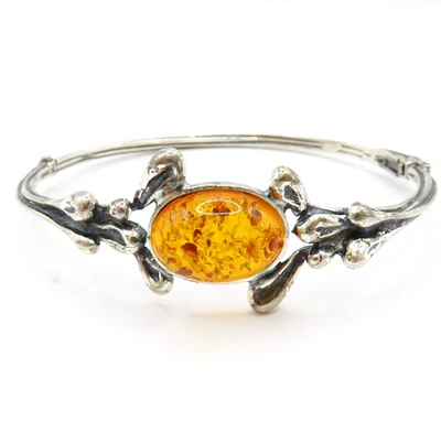 Top Designer Armreif 925er Silber 60er Jahre Design Bernstein Vintage WK Polen - Bild 1 von 4