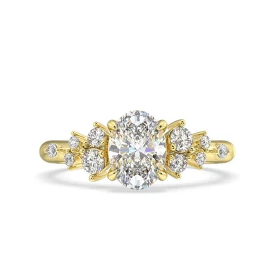 1.30 Ct Oval Cut IGI Certified Lab Grown Diamond Engagement Ring 14K Yellow Gold - Image 1 of 4
