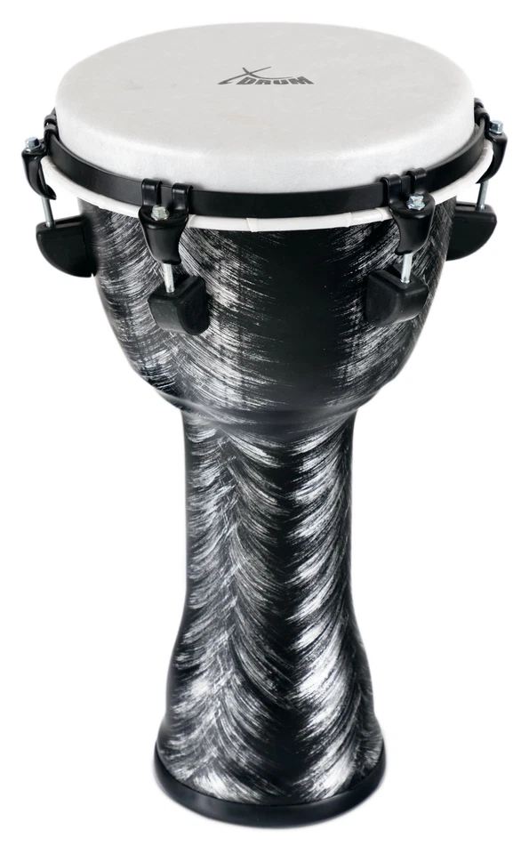 Djembe Africain Tambour Drum Percussions 10'' (25 cm) in PVC Argente Brosse - Photo 1/4